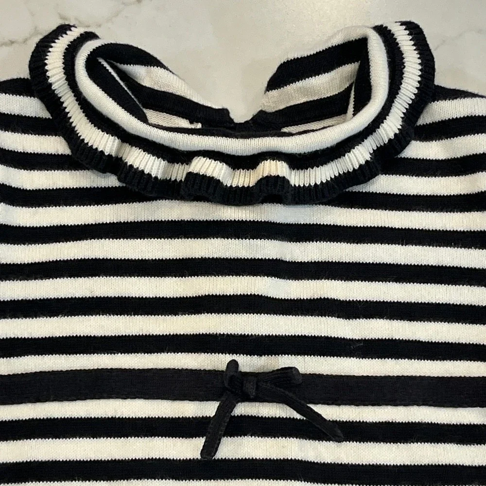 Gymboree‎ Striped Cotton Sweater Dress Toddler Girls 18-24M Black White 2003 Vtg
